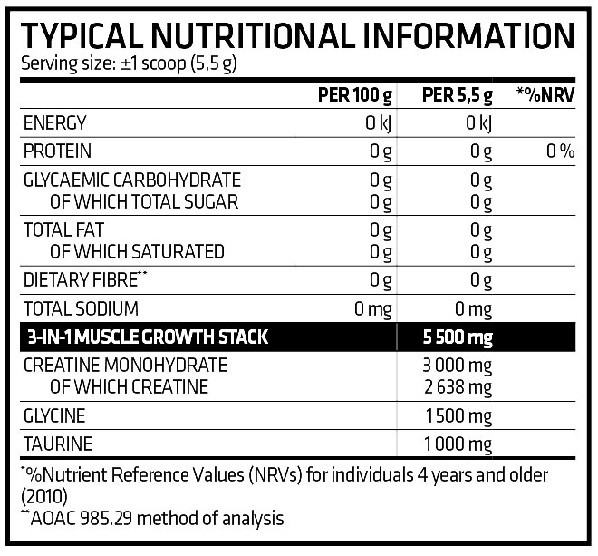 USN 3-in-1 Creatine Monohydrate & Aminos Unflavoured Nutri-table - 200g