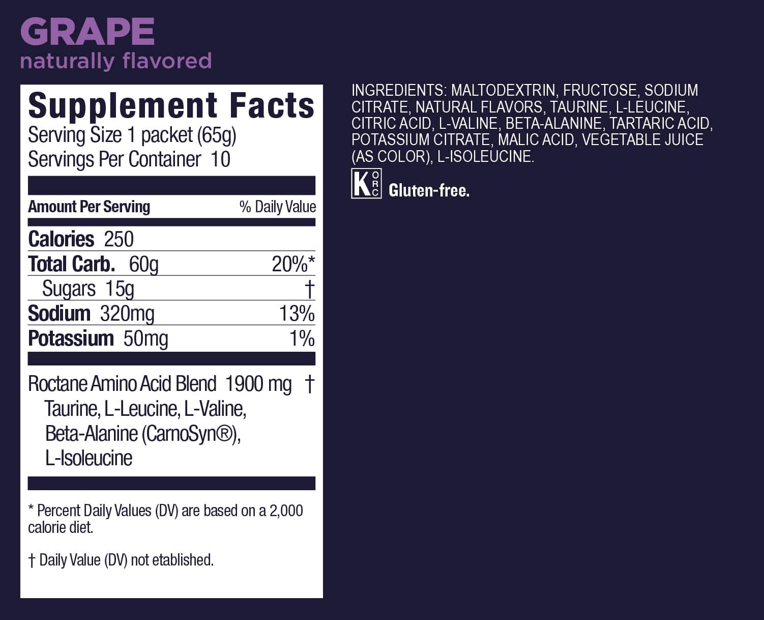 GU Energy Roctane Energy Drink Mix Grape Nutri-table - 780g