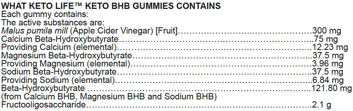 Keto Life Keto Bhb Gummies with Apple Cider Vinegar Nutritable