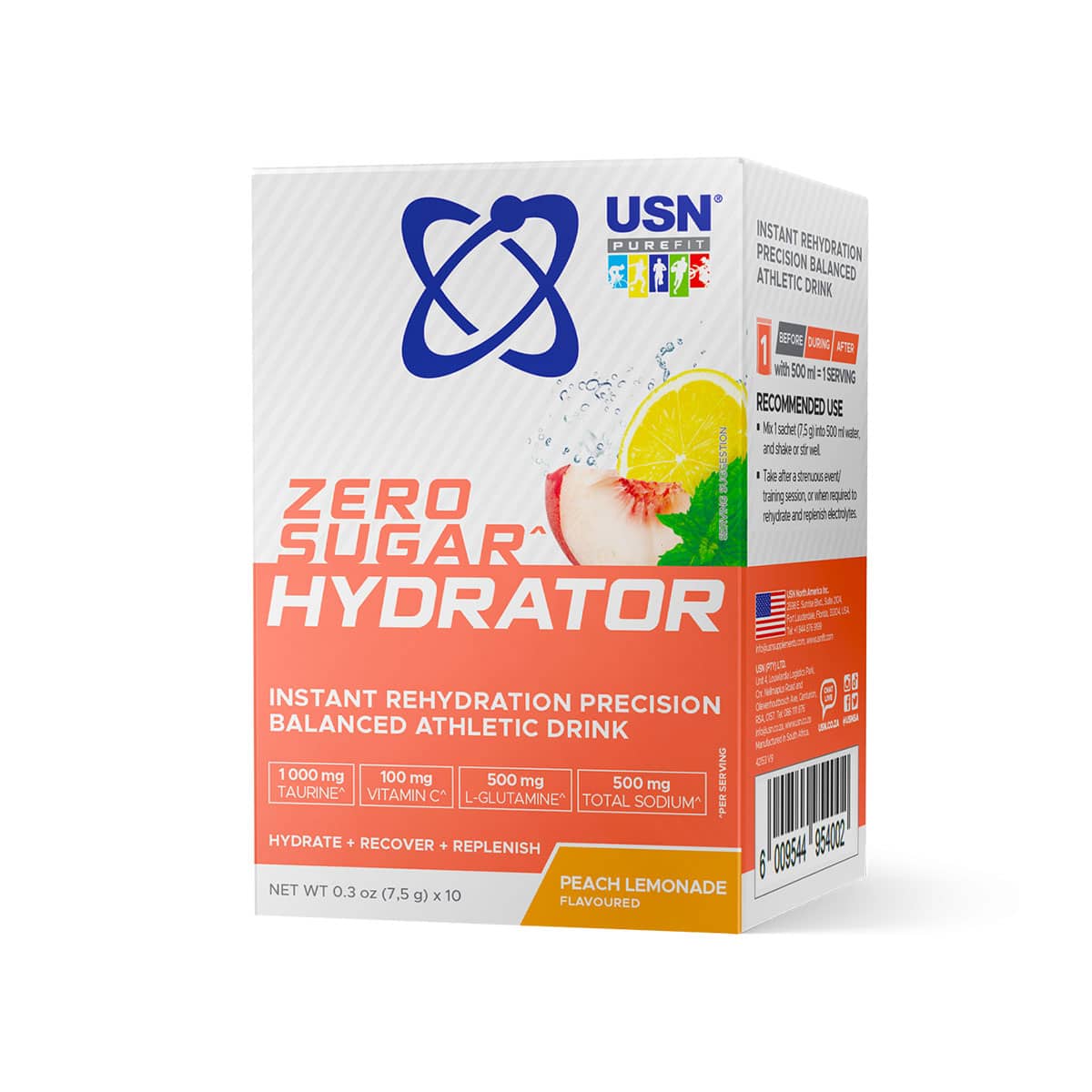 USN Zero Sugar Hydrator Sachet Peach Lemonade - 10 Pack