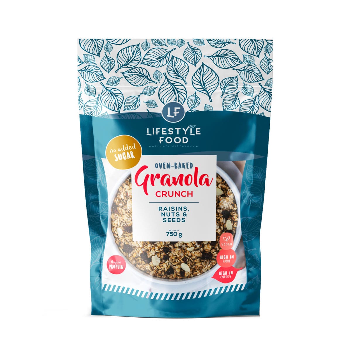 Lifestyle Food Granola Crunch No Added Sugar Raisins, Nuts & Seeds - 750g