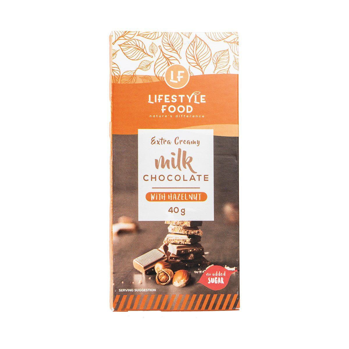 Lifestyle Food Milk Chocolate Hazelnut Mini Slab No Added Sugar - 40g