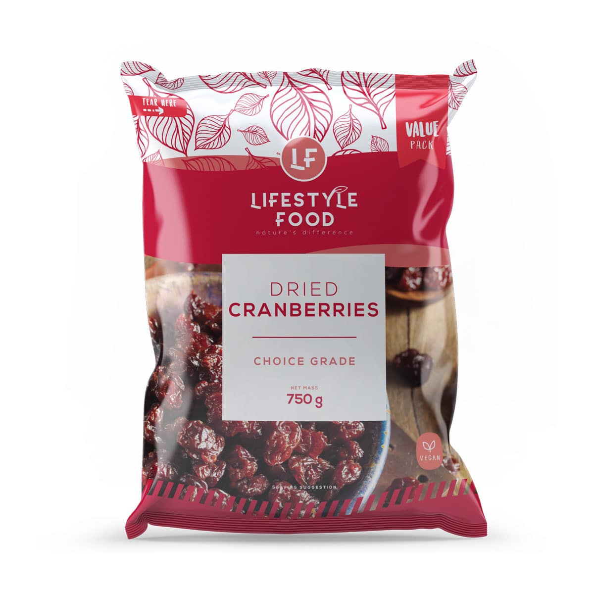 Lifestyle Food Dried Cranberries Choice Grade Value Pack - 750g