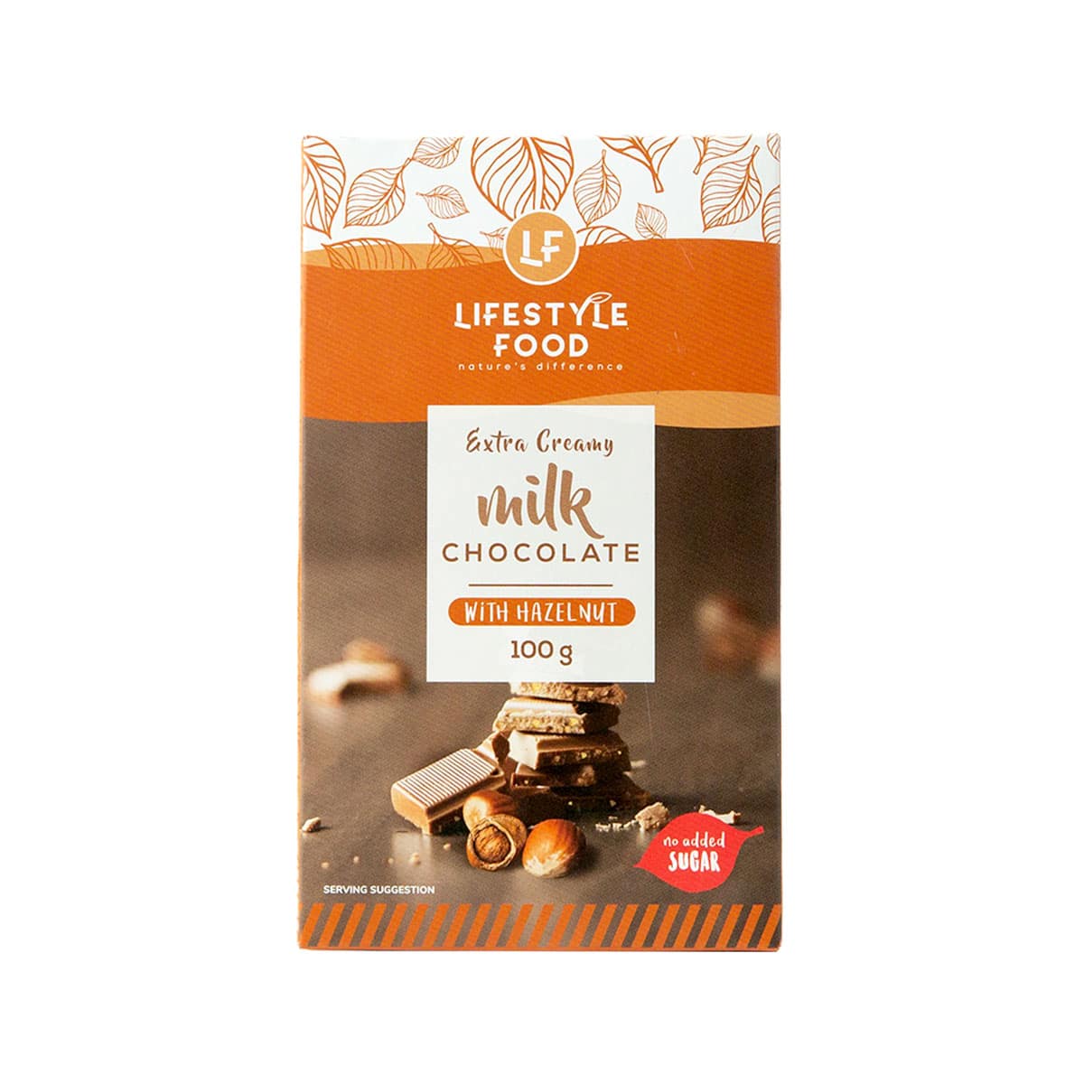 Lifestyle Food Milk Chocolate Hazelnut Slab No Added Sugar - 100g