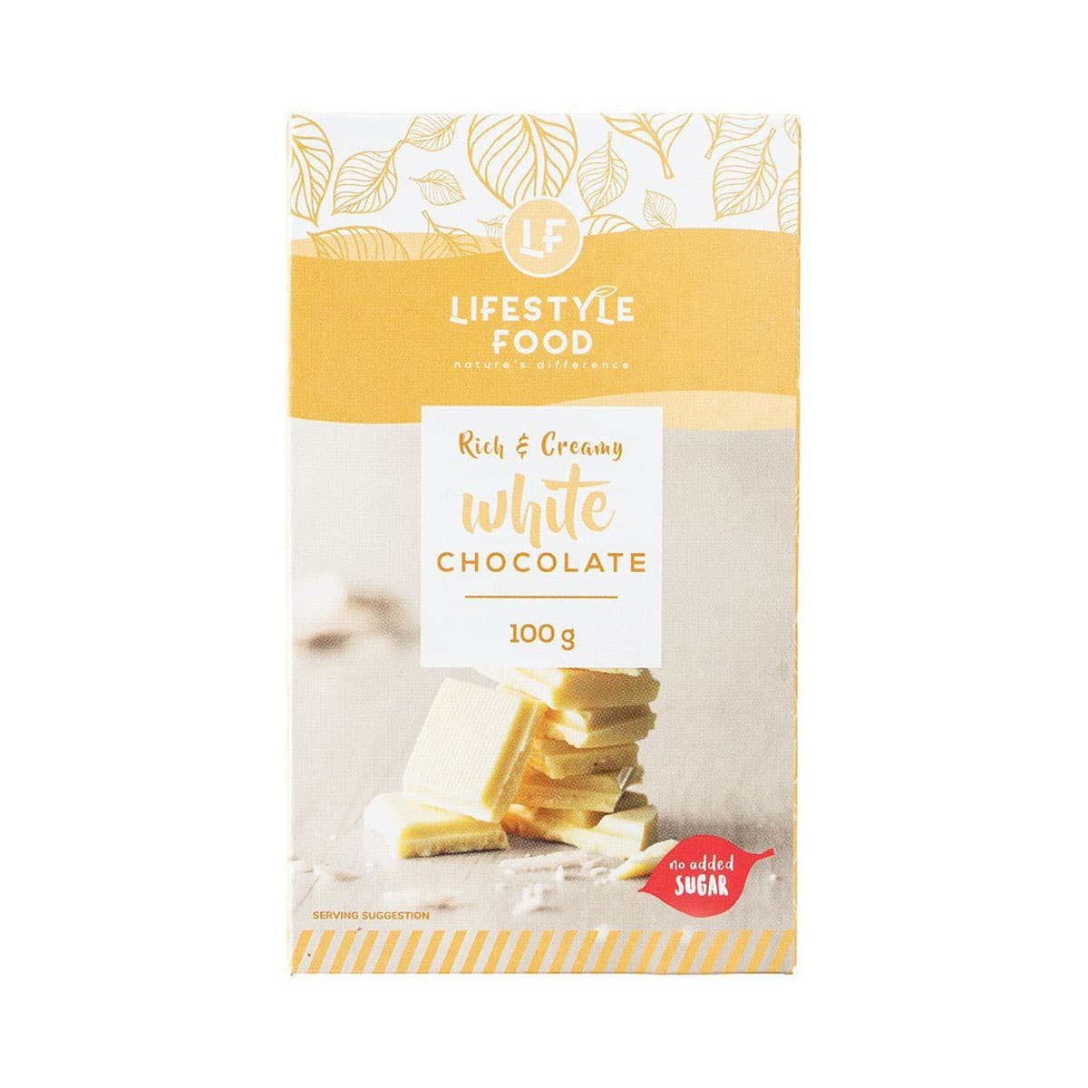 Lifestyle Food White Chocolate Slab No Added Sugar - 100g