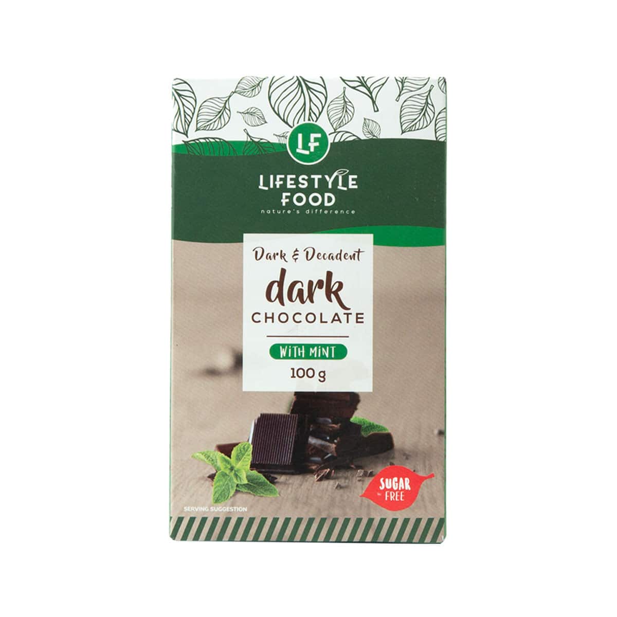 Lifestyle Food Sugar Free Dark Chocolate Mint Slab - 100g