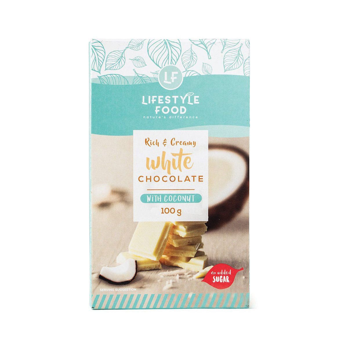 Lifestyle Food White Chocolate Coconut Slab No Added Sugar - 100g
