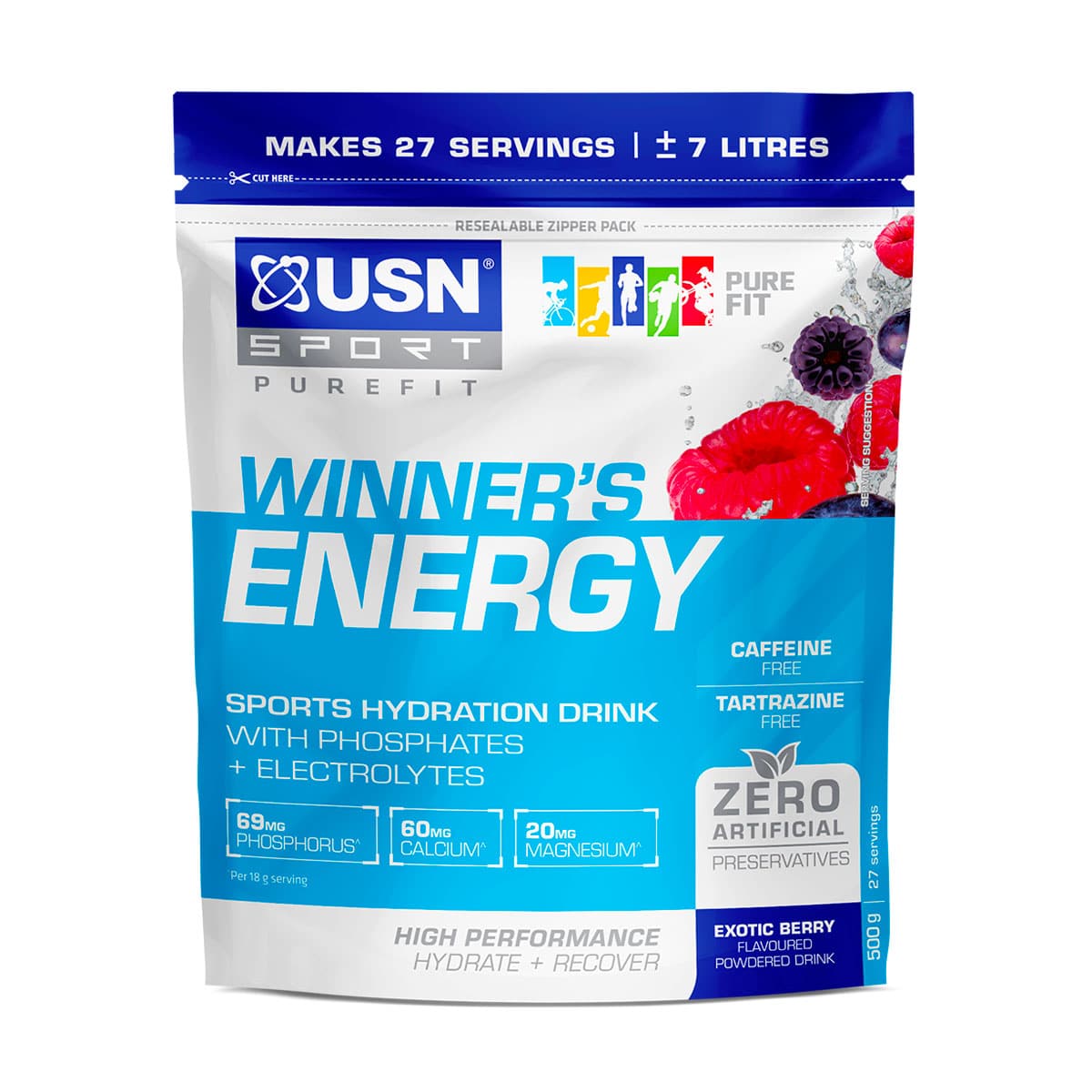 USN Winners Energy Hydration Drink Exotic Berry - 500g