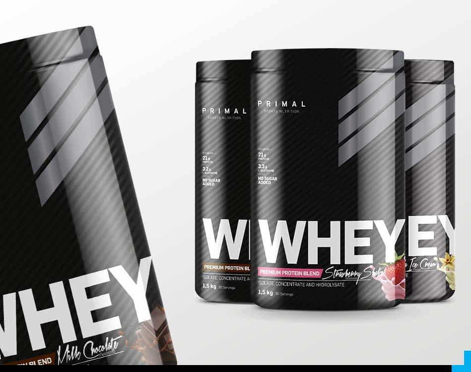 Look out for Primal Whey Protein in striking new packaging